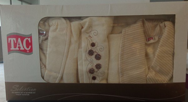 TAÇ MICROCOTTON AİLE BORNOZ SETİ,SALENTINO EKRU&EKRU