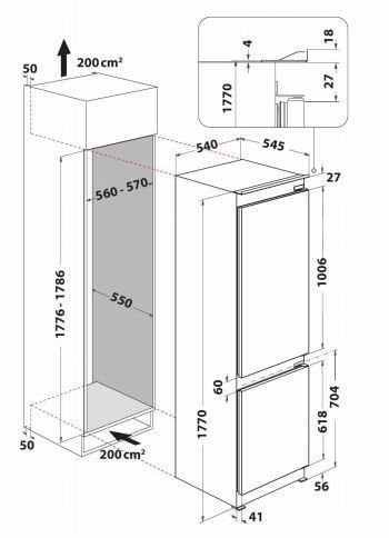 ART 6510/A+ SF 2 KAPILI ANKASTRE  KOMBİ BUZDOLABI -DONDURUCU